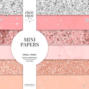 Puede incluir: Un paquete de papel digital con seis patrones únicos que presentan texturas de purpurina en plata, oro rosa y rosa. Los patrones miden 6x6 pulgadas y son perfectos para proyectos de manualidades.