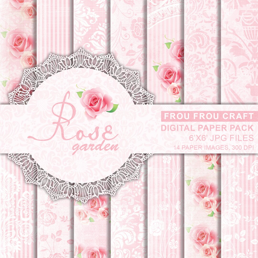 Pink Rose Digital Paper Pack Instant Download Blush Vintage Romantic ...
