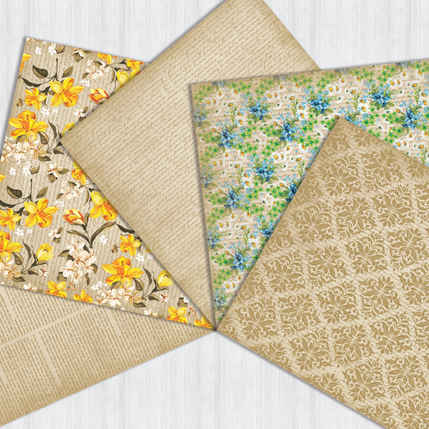 Romantic Flower Digital Paper Pack Instant Download Daisy - Etsy