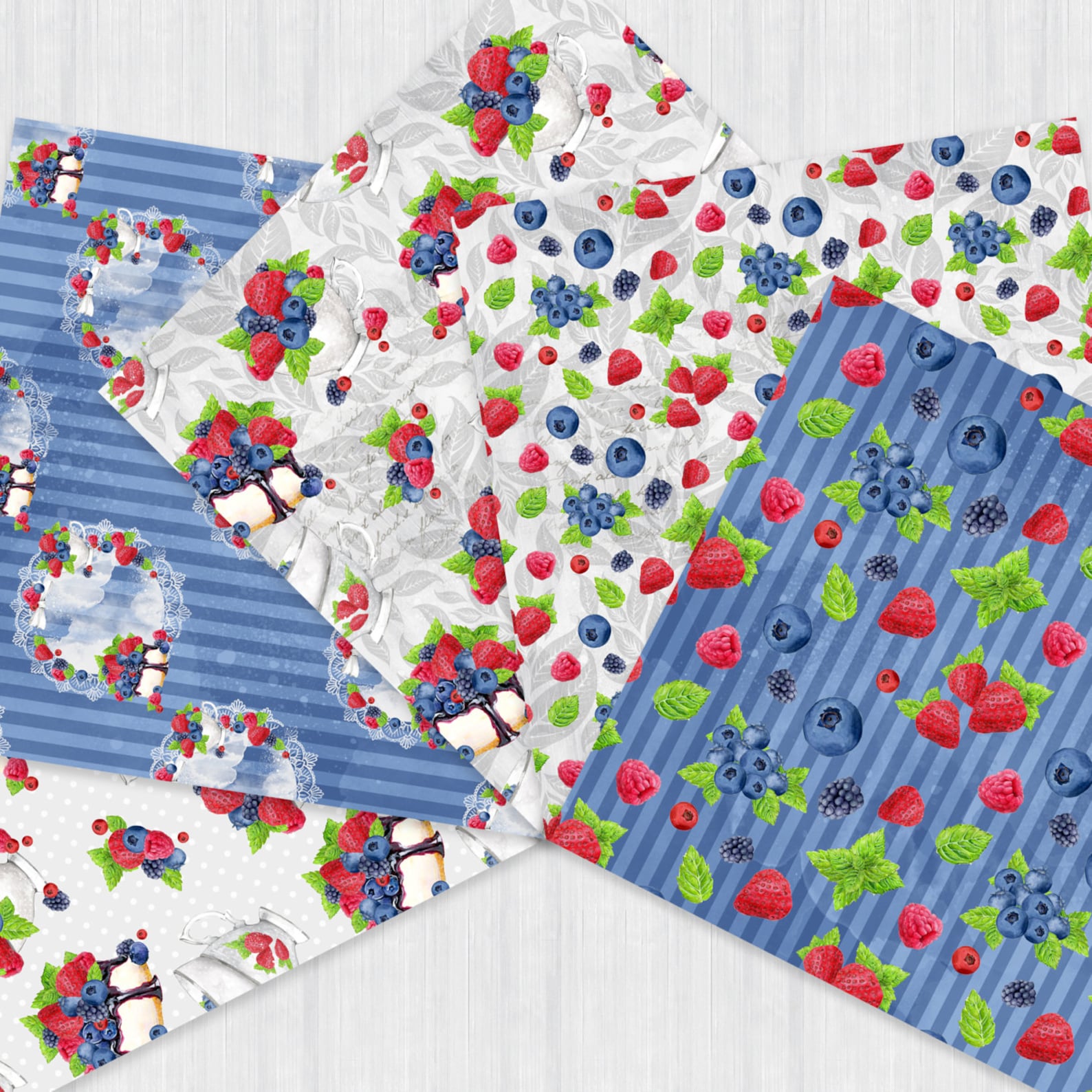 Berries Scrapbook Paper Berry Pack Strawberry Blueberry Raspberry
