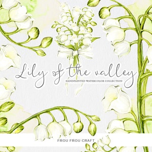 Lily of the Valley ClipArt Aquarelle Fleurs Mariage DiY Pack Printemps Blanc Vert Floral Peint à la main Floral Original Digital Invitation