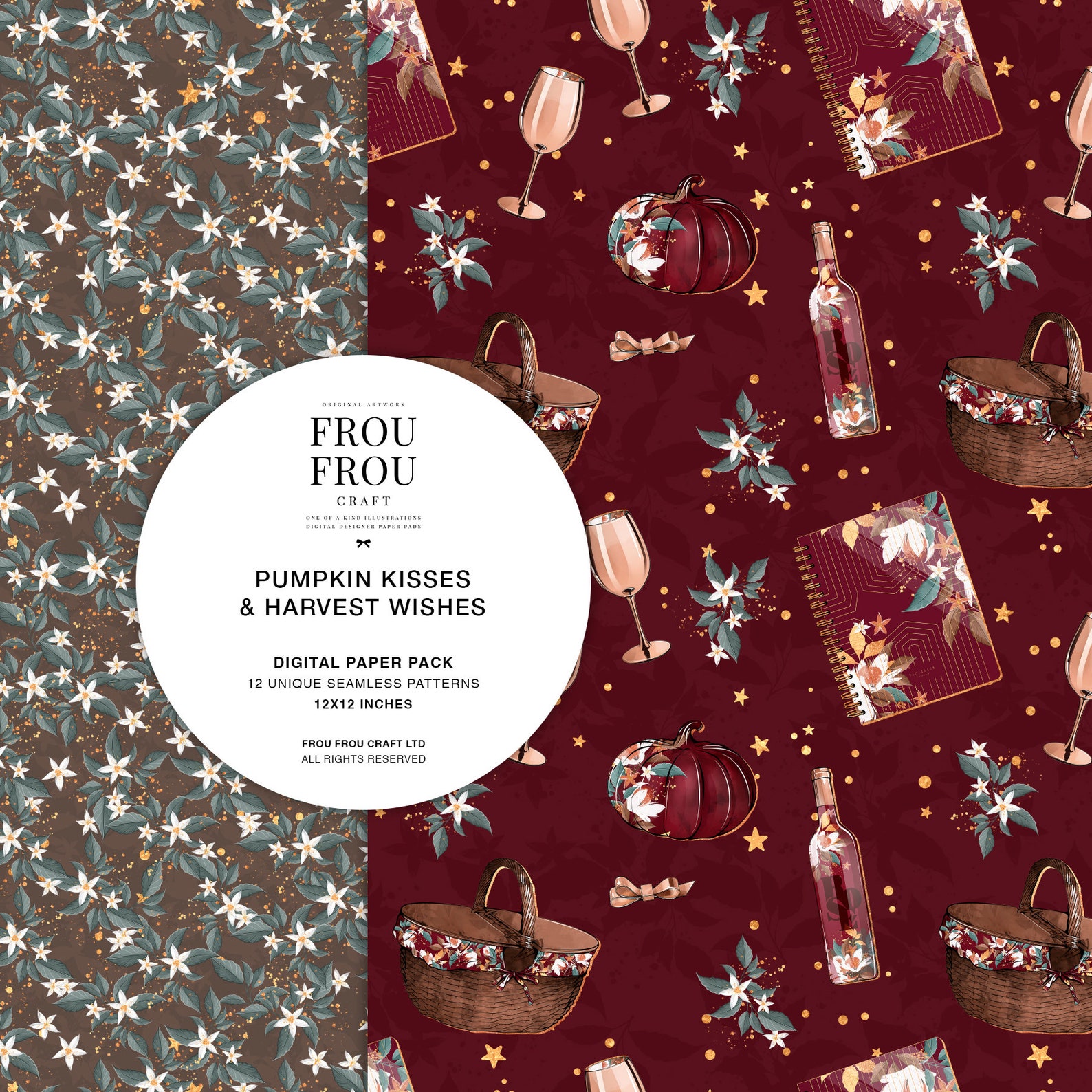 Fall Paper Pack Autumn Printable Fabric Pumpkin Planner | Etsy