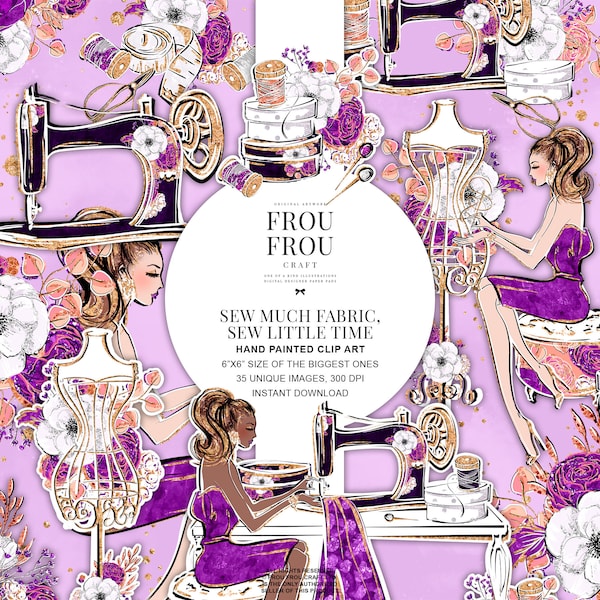 Schnitt clip art, Schneider Clipart, Planer Mädchen Bastelsticker, Fashion Designer, Handgemalt Floral Clip Art, Gold Glitzer Niedlich