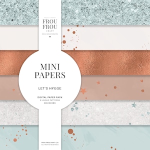 Glitter Rose Gold Copper Mint Pastel, Color Palette, Basic Papers, Digital Paper Pack, Printable Fabric, Hygge