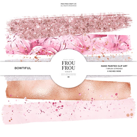 Rose Gold Pink Brush Strokes, Pastel Color Palette, Glitter Planner Stickers, Copper Banner Buttons, Peonies Floral Peony Graphics, Blog