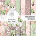 Spring Paper Pack, Easter Digital Planner Stickers, Pastel Designer Paper Pad, Floral Fabric, Cute Bunny Phone Wallpaper Watercolor Backdrop 