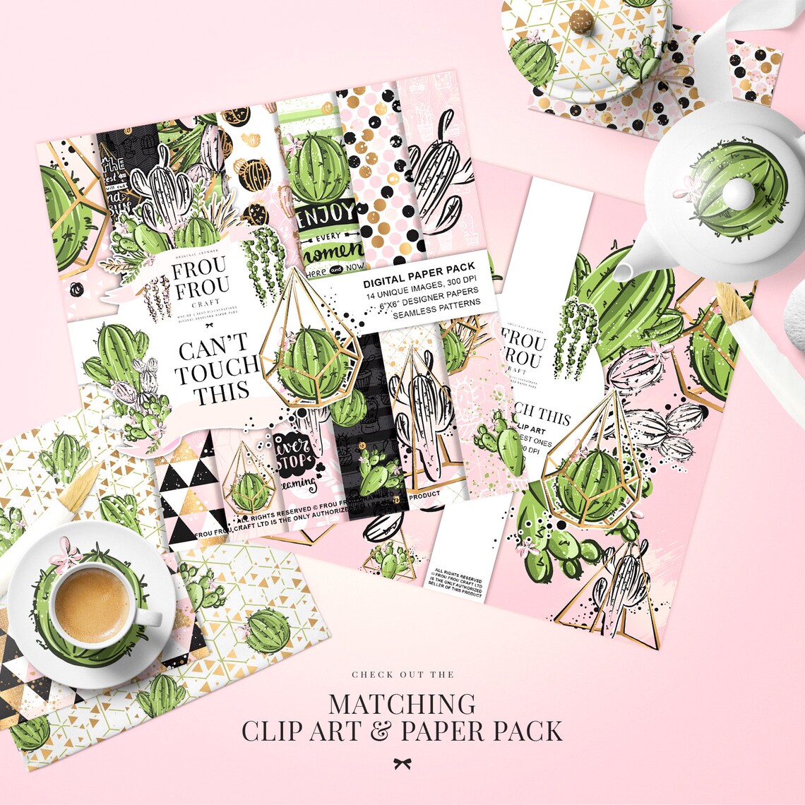 Cactus Paper Pack, Succulent Digital Paper Pack, Terrarium Botanical ...