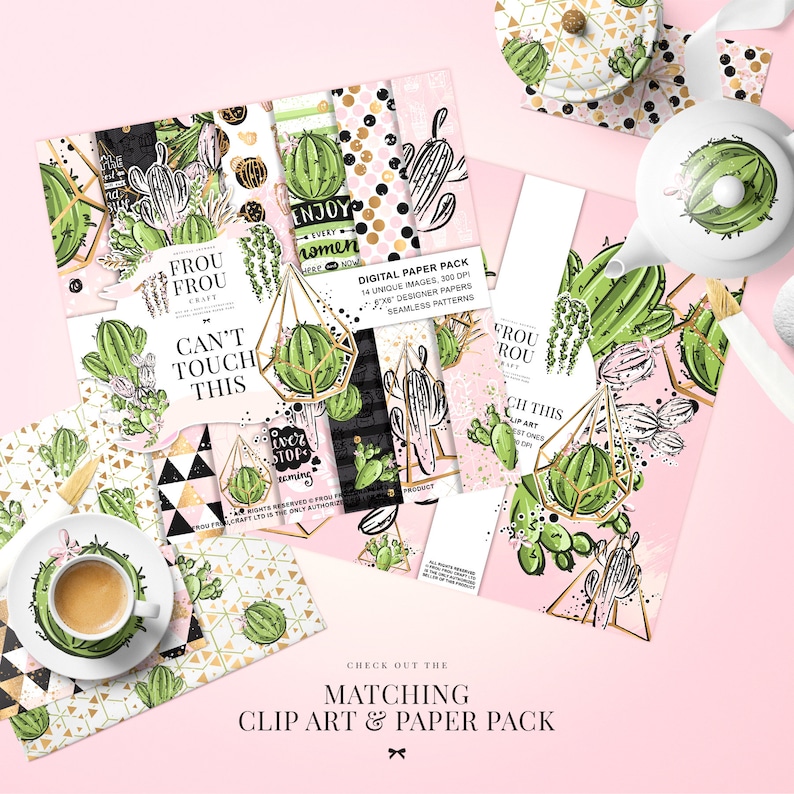 Cactus Paper Pack, Succulent Digital Paper Pack, Terrarium Botanical ...