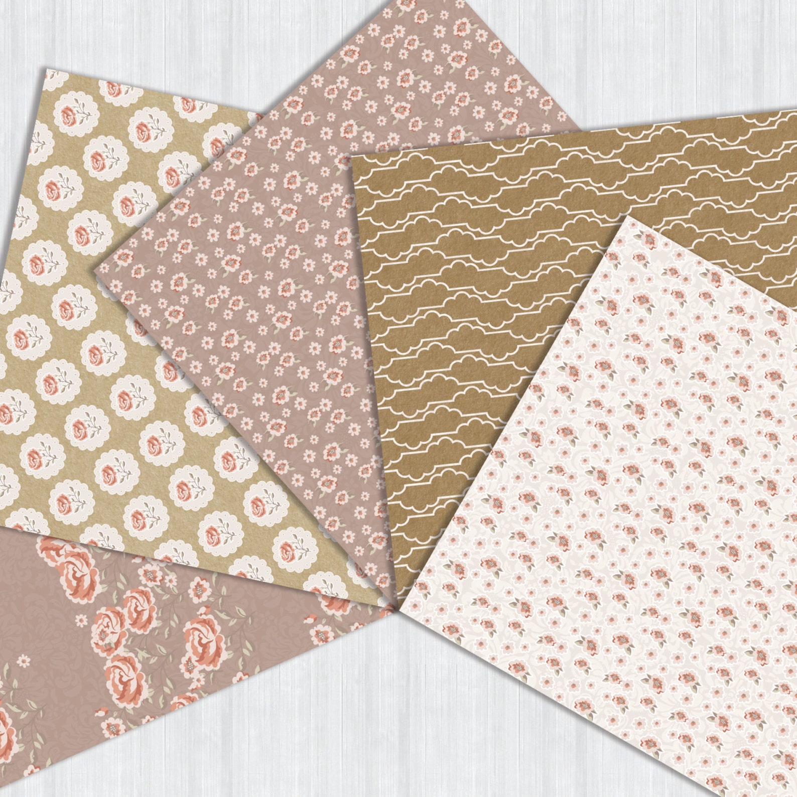 Ballet Pink Vintage Rose Digital Paper Pack Instant Download Powder ...
