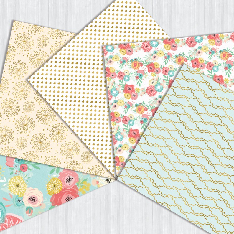 Spring Flowers Digital Printable Paper Colorful Flowers - Etsy