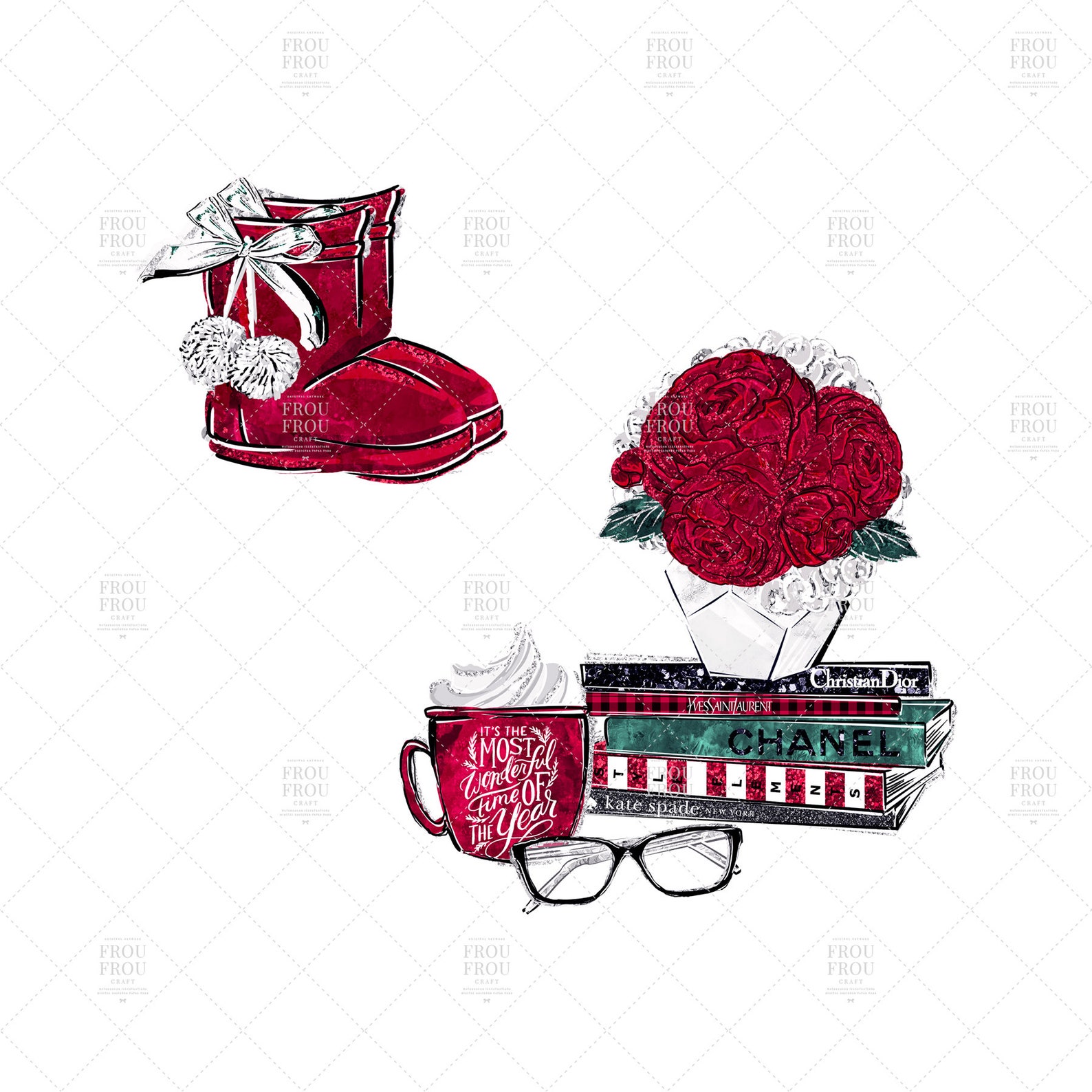 Winter Scene Clipart Cute Christmas Clipart Fashion Girl - Etsy