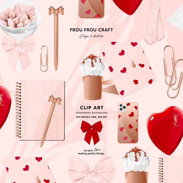 Valentinstag Clip Art, Pastell Pink Clipart, Valentine Fashion Illustration, Instagram Sticker, Instagram Cover, Story Icons Highlights