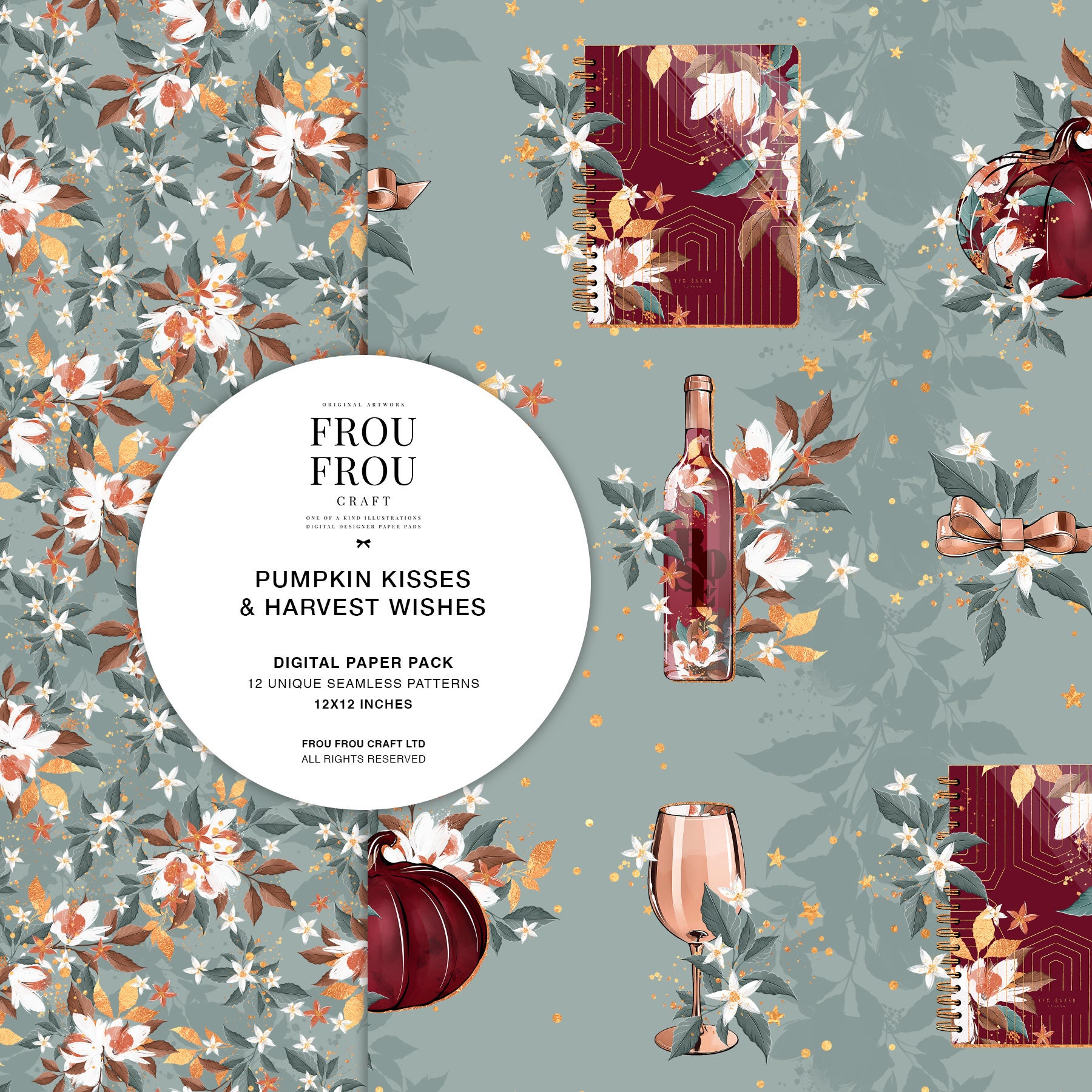 Fall Paper Pack Autumn Printable Fabric Pumpkin Planner | Etsy