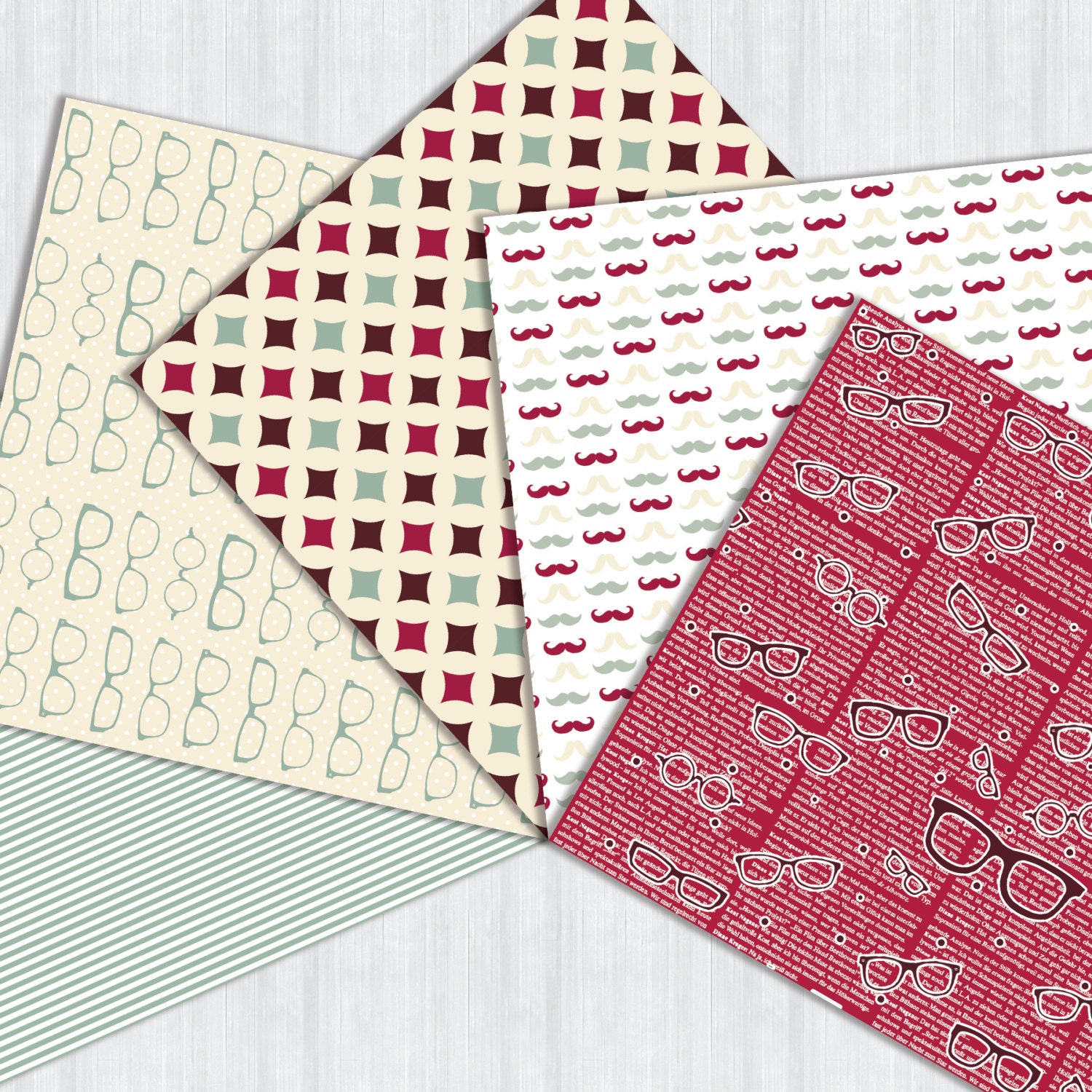 Father Gift Wrapping Paper Hipster Digital Paper Gentleman Etsy