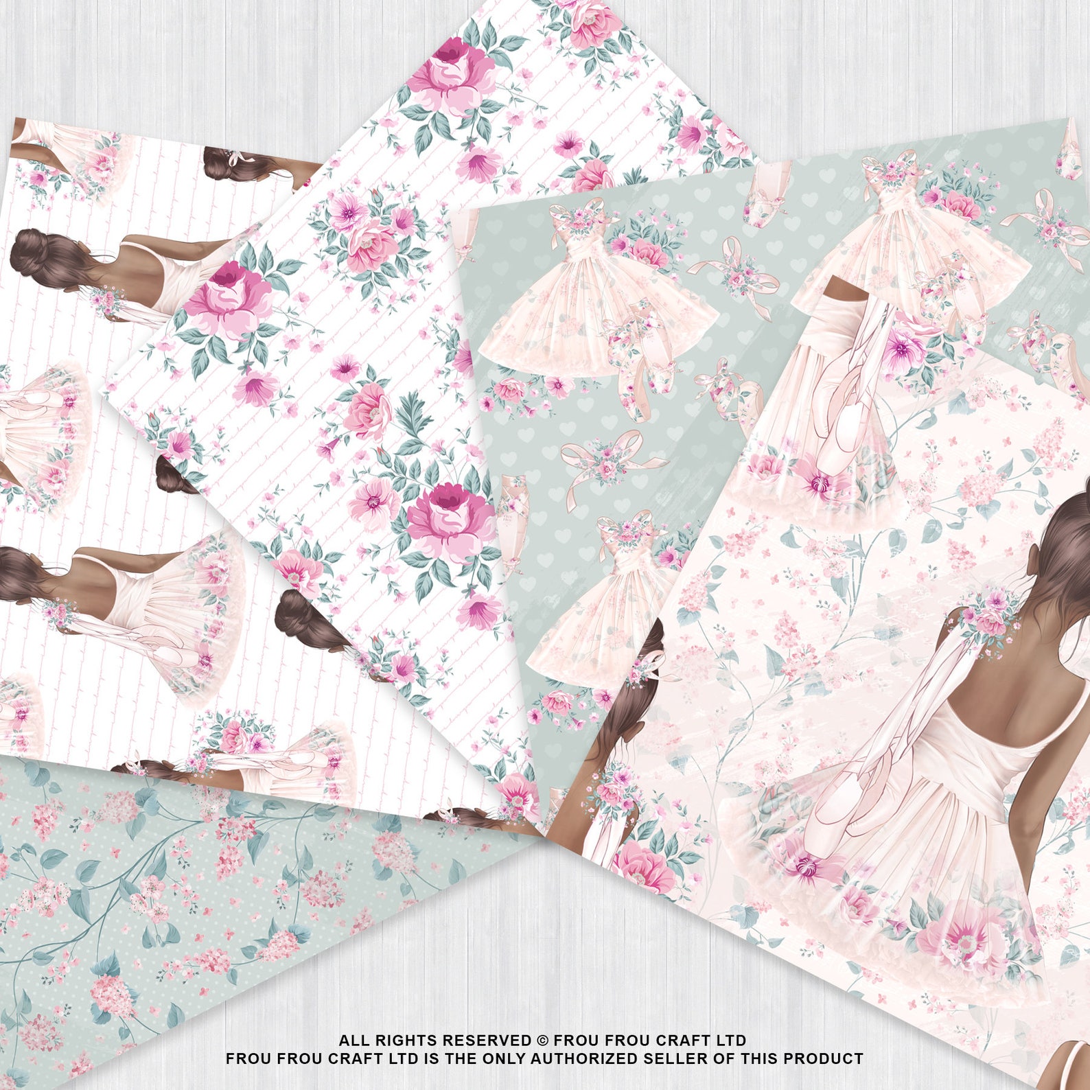 ballet paper pack little ballerina digital designer pad dancer backdrop nursery wallpaper birthday girl peach pastel tutu dress