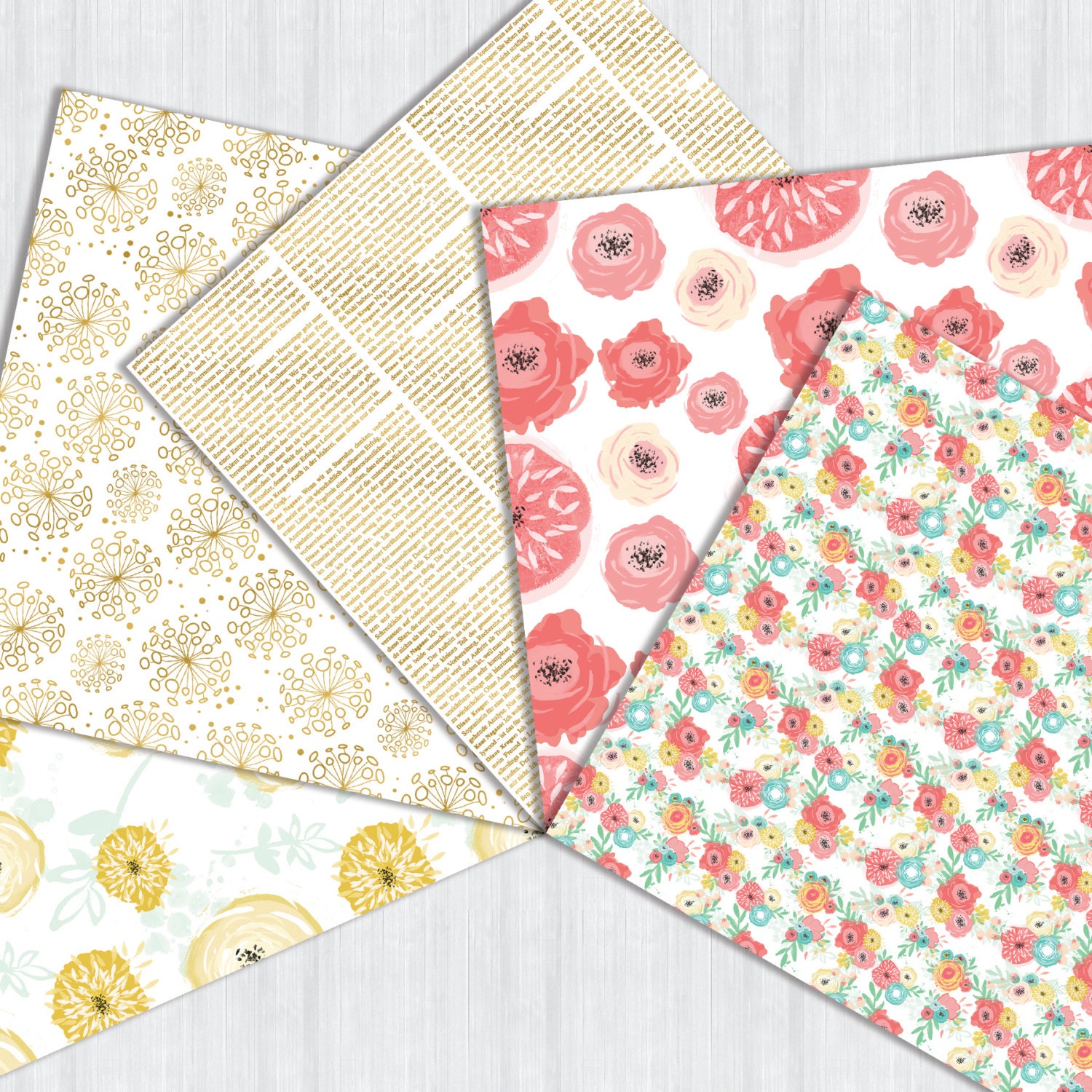 Colorful Spring Flowers Digital Paper Pack Instant Download - Etsy