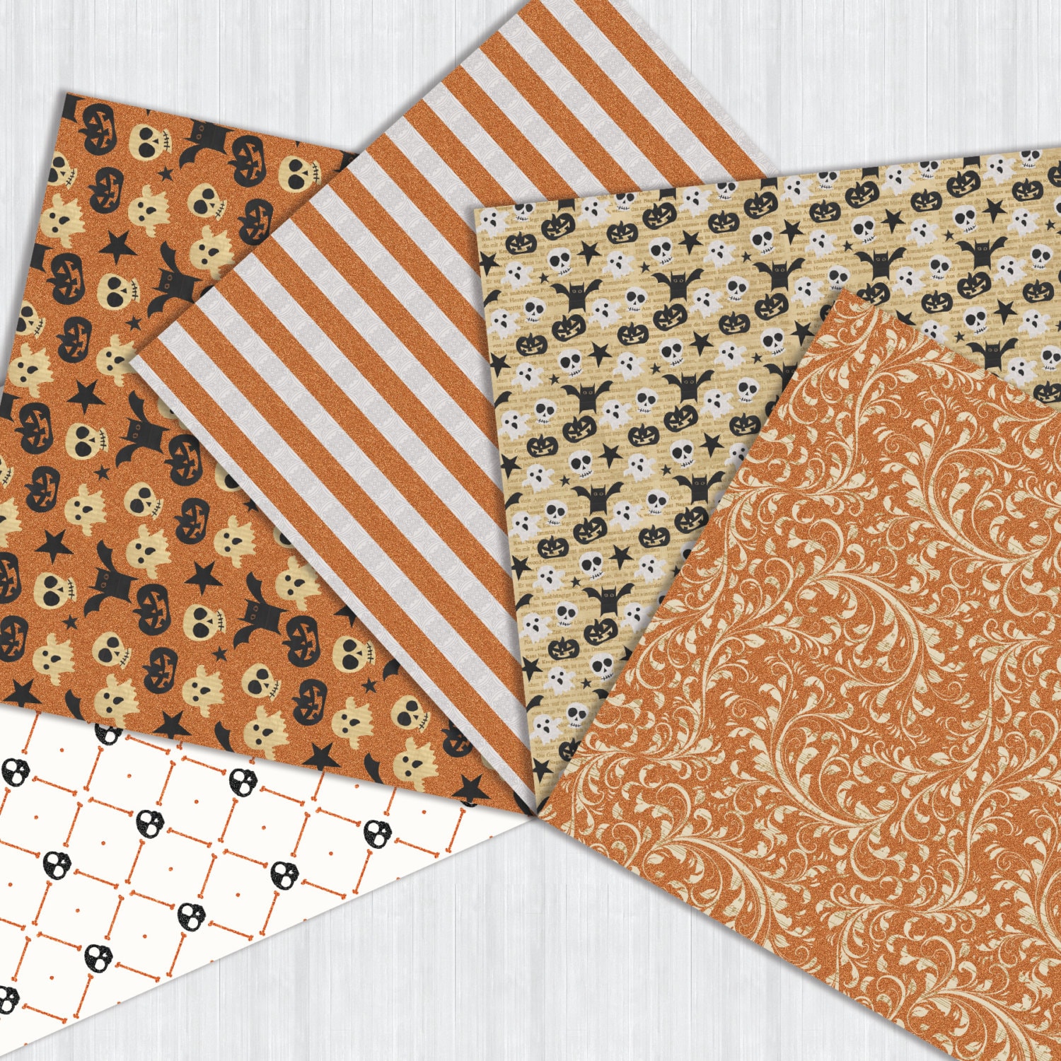 Halloween Digital Paper Pack Instant Download Seamless Pattern Black ...
