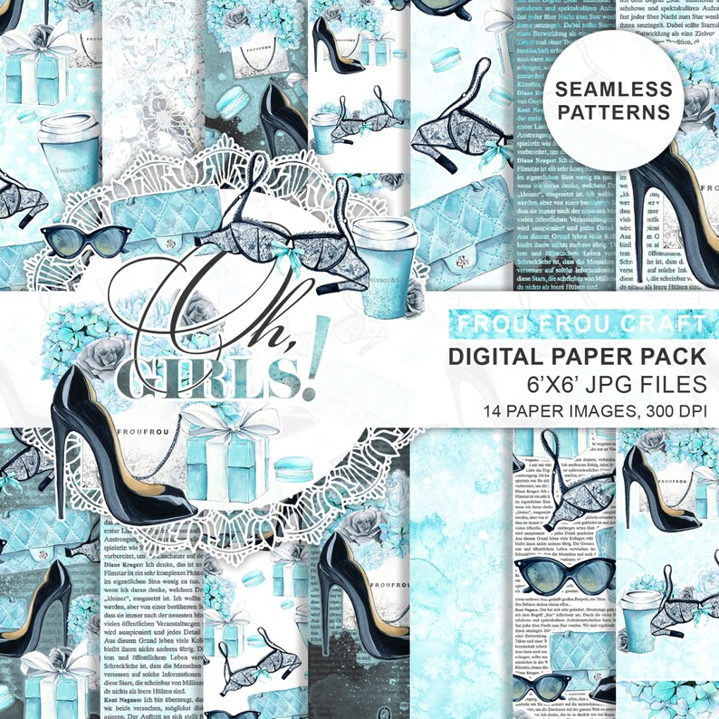 Fashion Paper Pack Digital Scrapbook Printable Background | Etsy