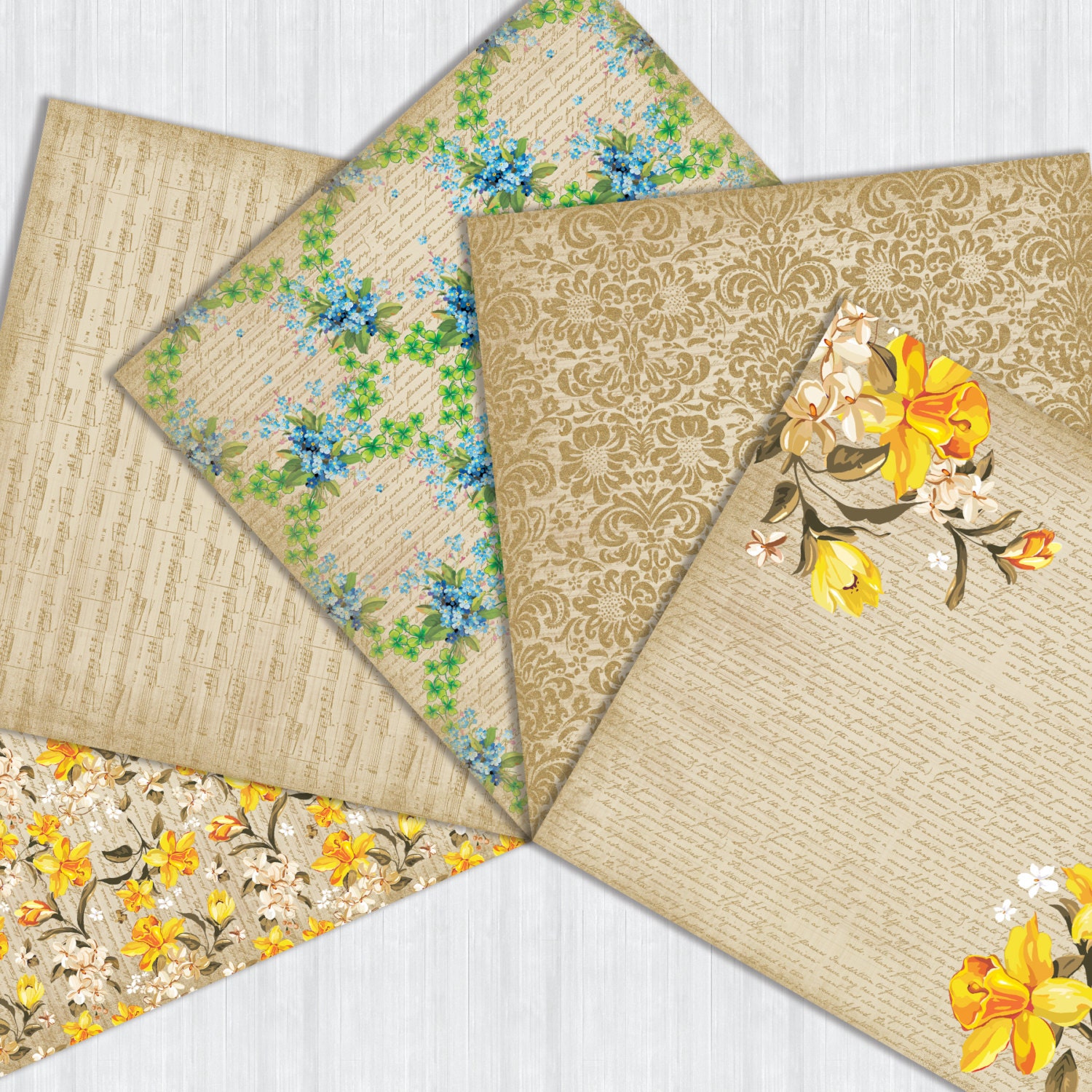 Romantic Flower Digital Paper Pack Instant Download Daisy - Etsy