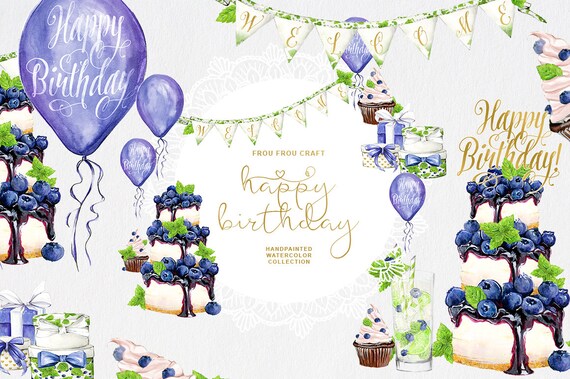Anniversaire Clipart Joyeux Anniversaire Clip Art Aquarelle Etsy France