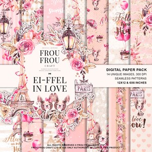 Paquete de papel de París Valentine Love Planner pegatinas lindo cachorro diseñador almohadilla de papel pastel floral acuarela tela boda teléfono fondo de pantalla