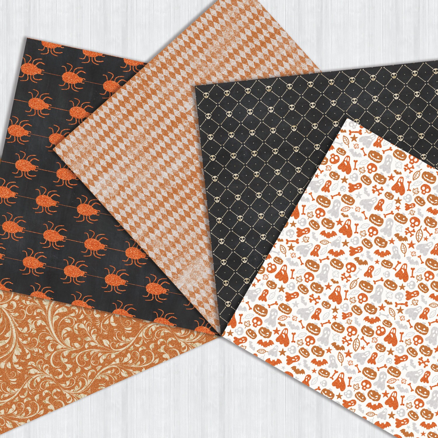 Halloween Digital Paper Pack Instant Download Seamless Pattern Black ...