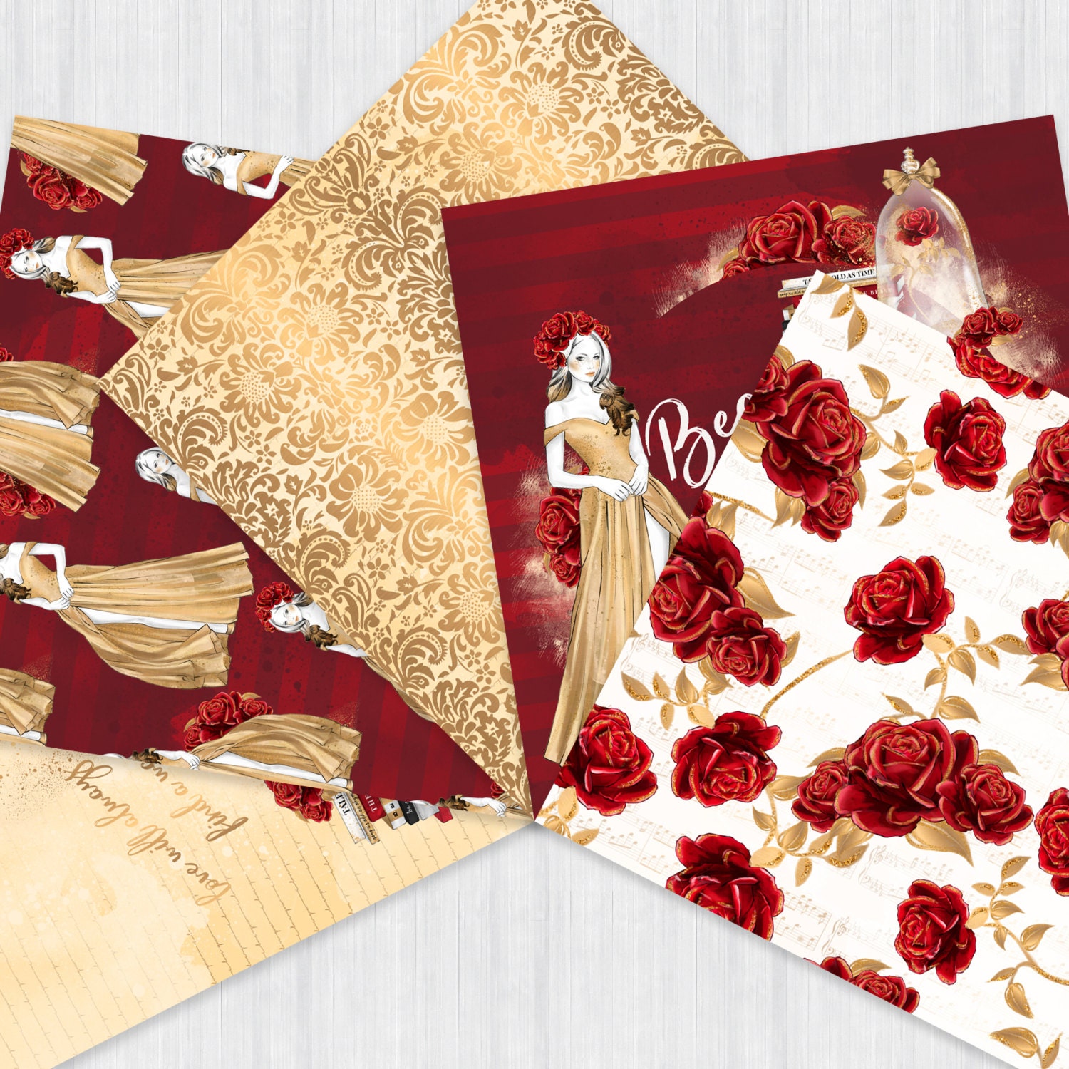 Beauty and the Beast Paper Pack Belle Princess Digital Etsy