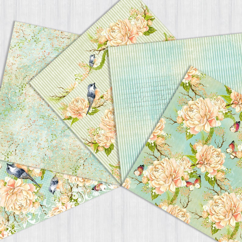 Peonies Digital Paper Pack Watercolor Peach Peony Seamless Patterns ...