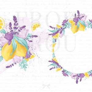 Lemons Clipart, Lavender Clipart, Lemonade Clip Art, Spring Clipart, Summer Clip Art, Fruits Clipart, Pastel Clipart, Watercolor Clipart image 2