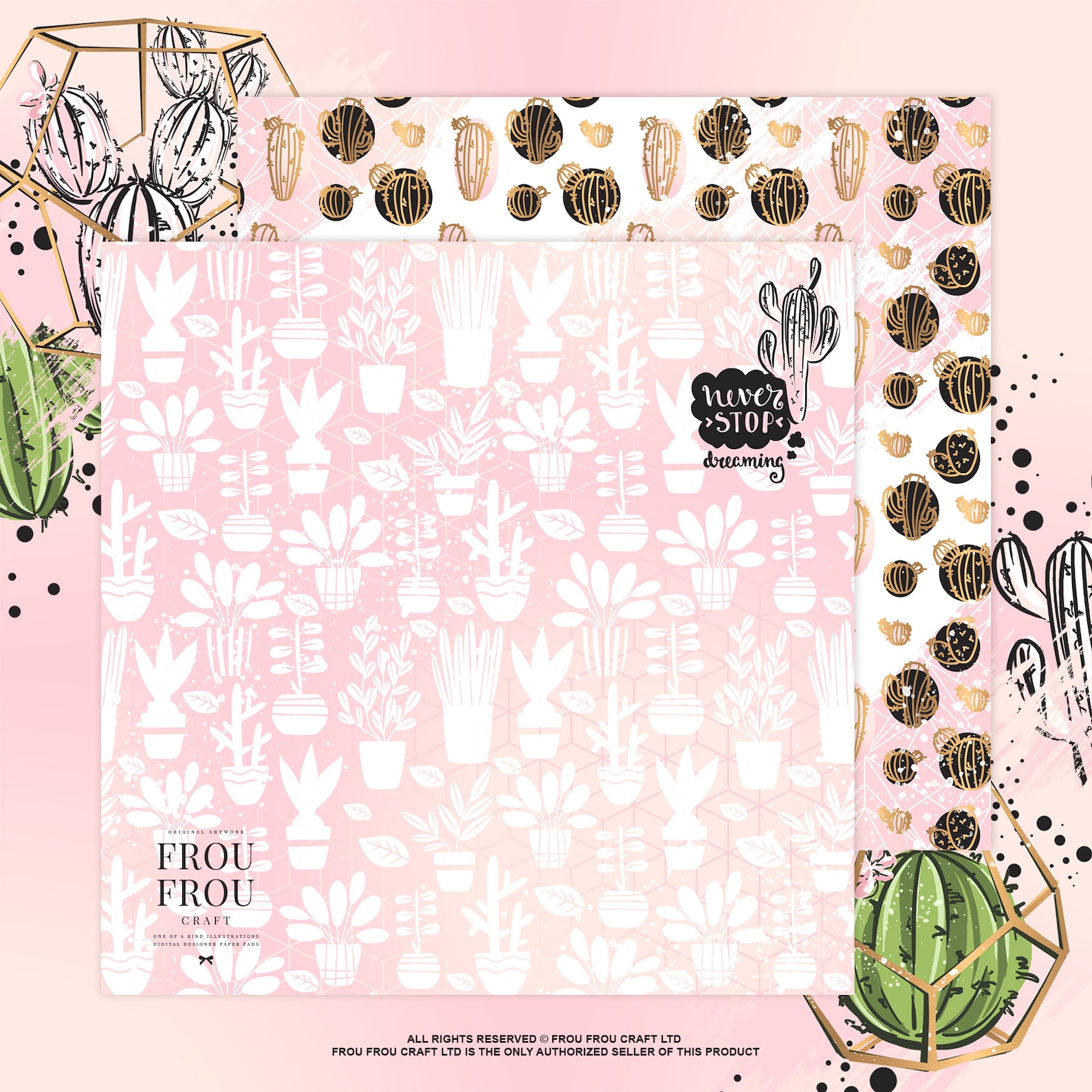 Cactus Paper Pack, Succulent Digital Paper Pack, Terrarium Botanical ...