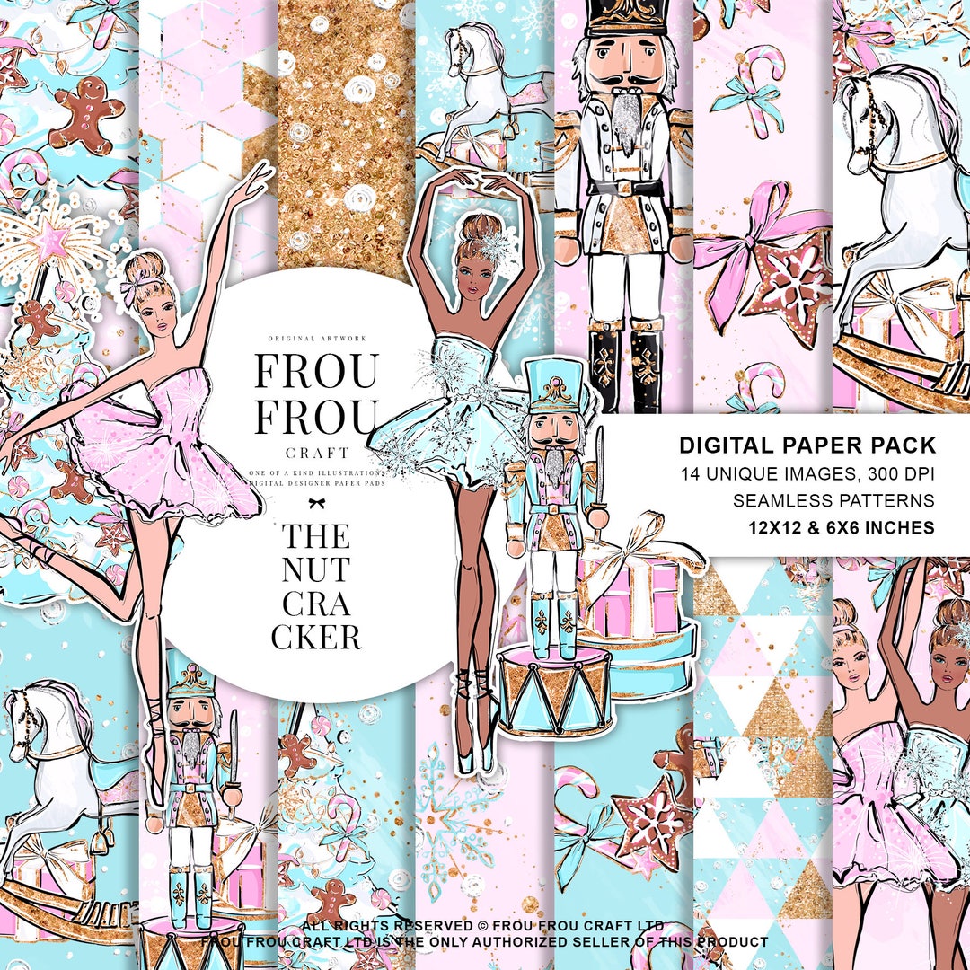 The Nutcracker Digital Paper Pack, Cute Winter Pastel Christmas Xmas ...