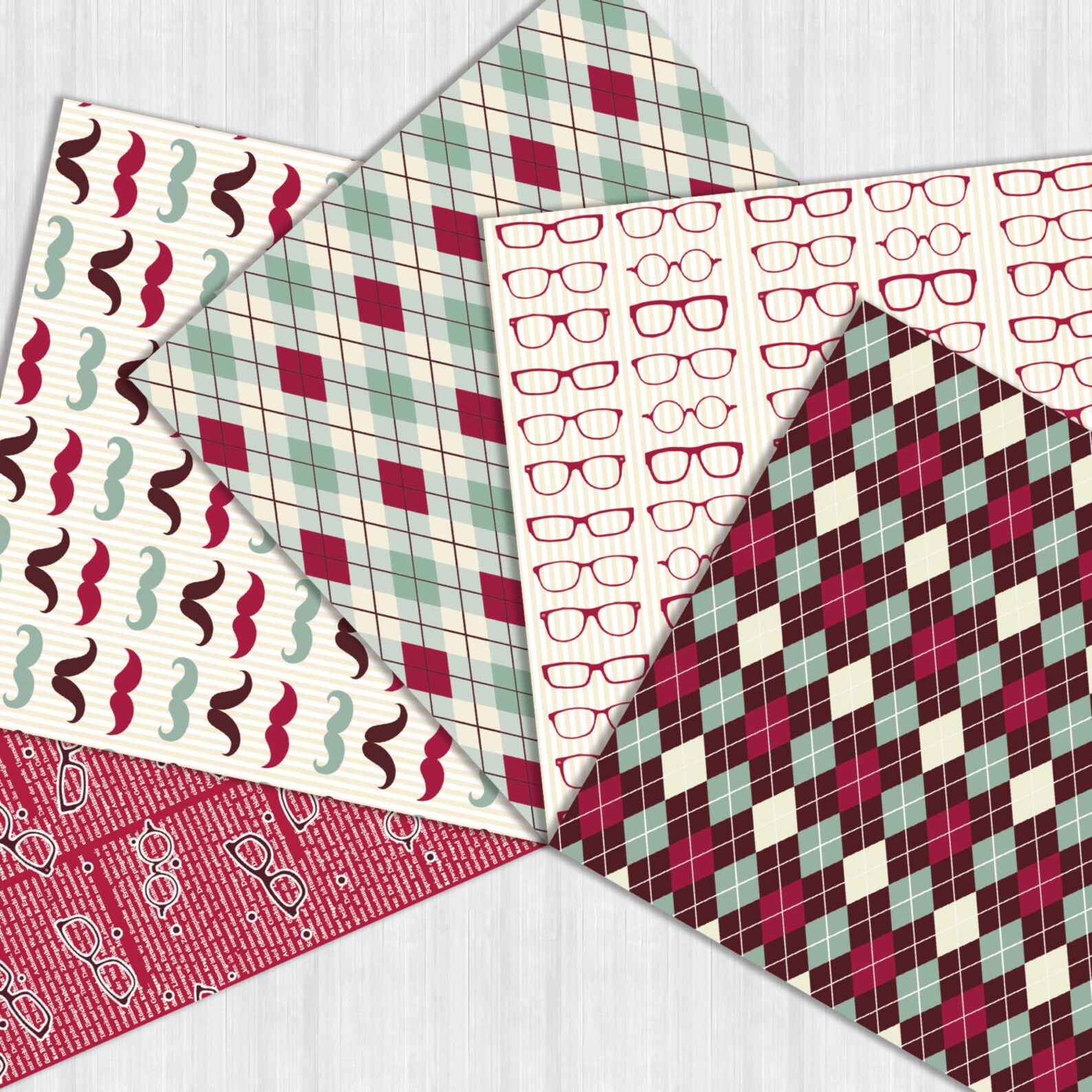 Father Gift Wrapping Paper Hipster Digital Paper Gentleman Etsy