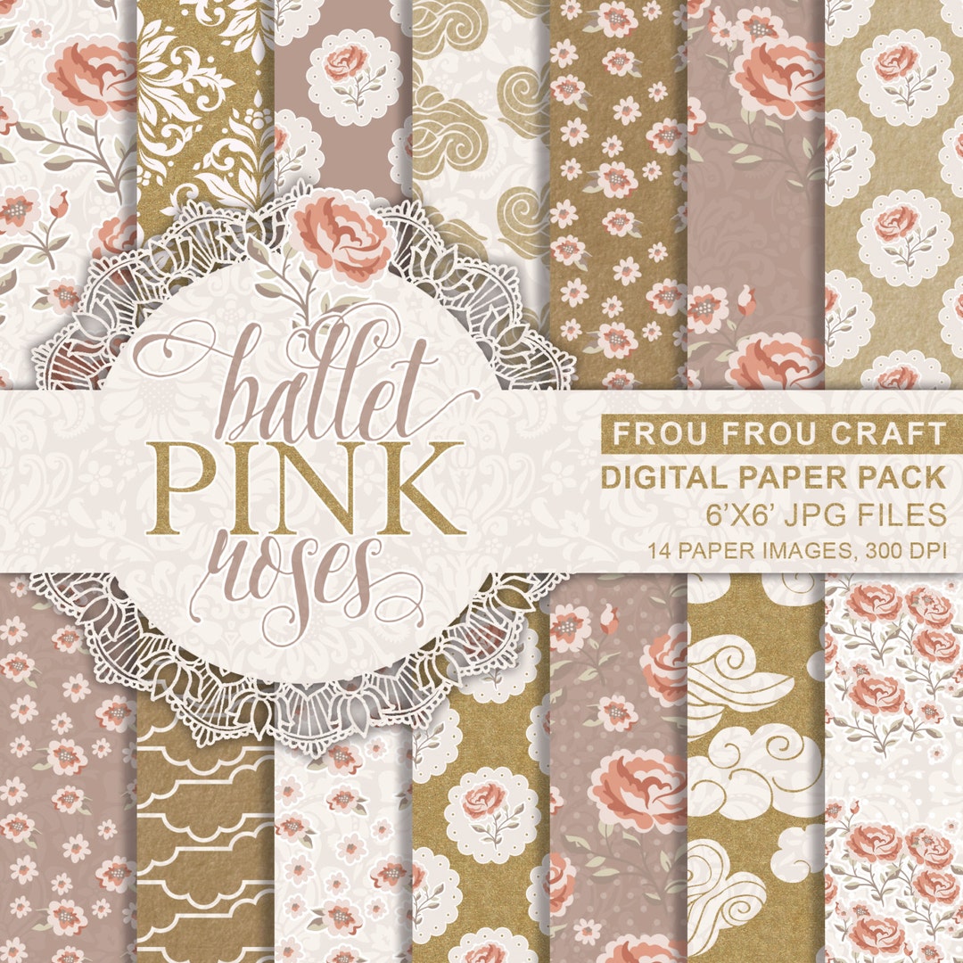 Ballet Pink Vintage Rose Digital Paper Pack Instant Download Powder ...