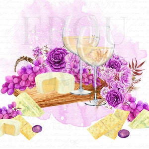 Wine Clipart Watercolor Valentine Clipart French Recipe - Etsy
