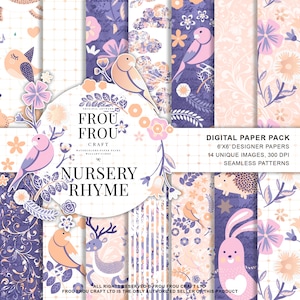 Pastello Paper Pack Baby Scrapbook Papers Nursery Sfondi digitali Blue Peach Pink Designer Paper Pad Carino Animali Uccelli Modelli senza soluzione di continuità