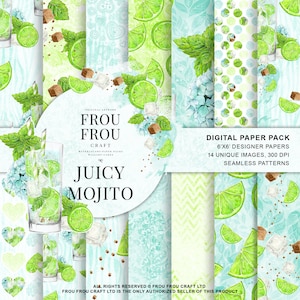 Summer Scrapbook Drinks Tropical Background Watercolor Cocktails Mojito ...