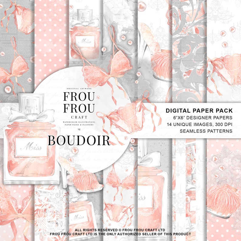 Bridal Shower Backdrop Romantic Digital Paper Pack Boudoir image 0