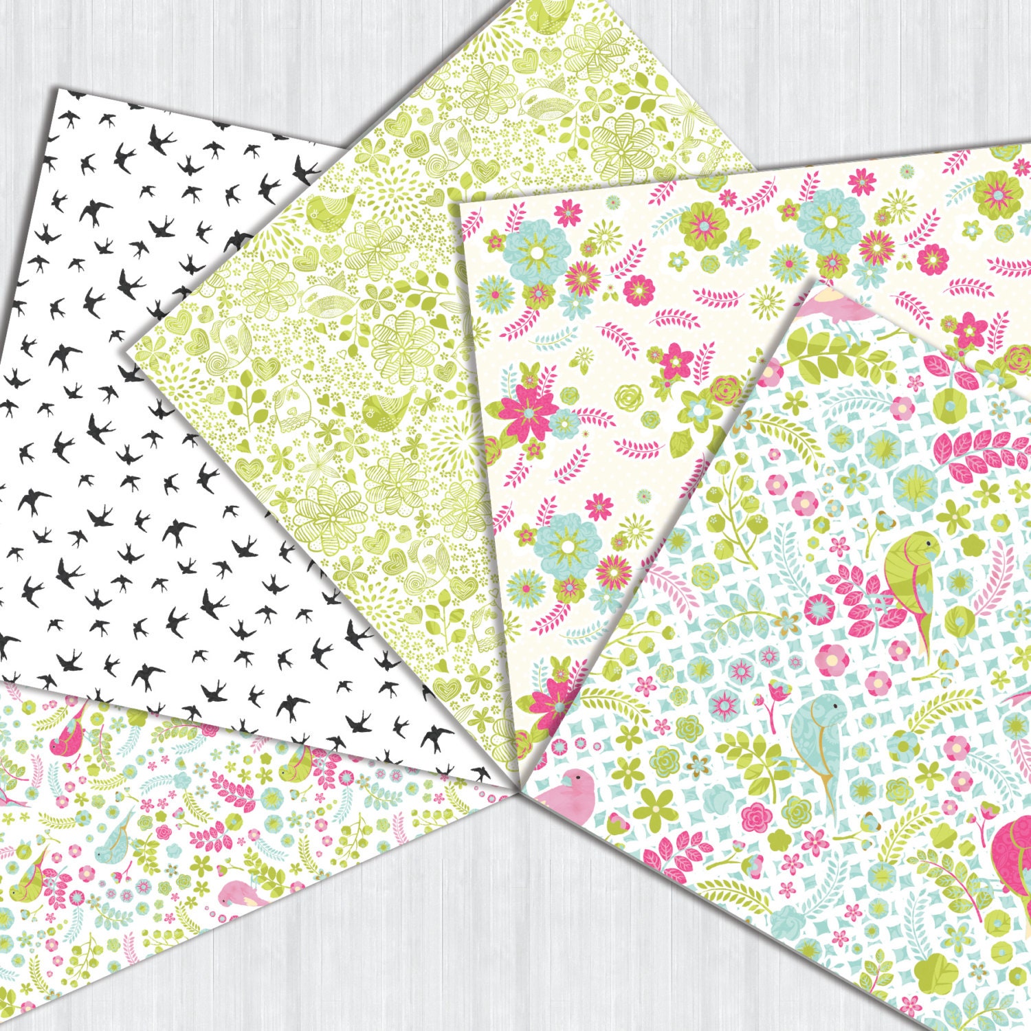Birds Digital Paper Pack Instant Download Summer Tropical Aloha ...