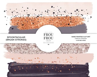Halloween Brush Strokes Clip Art Fall Color Palette Glitter Pastel Autumn Paint Thanksgiving Blogger Essentials Social Media Template Copper
