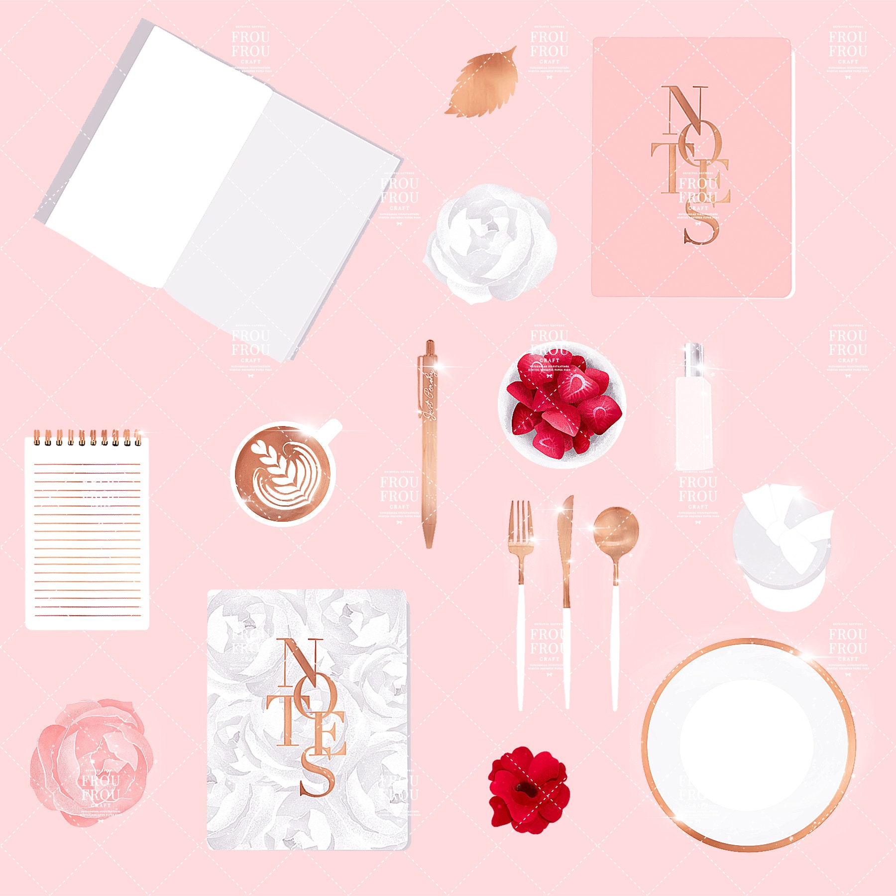 Pastel Pink Clip Art Rose Gold Print on Demand Graphics Etsy