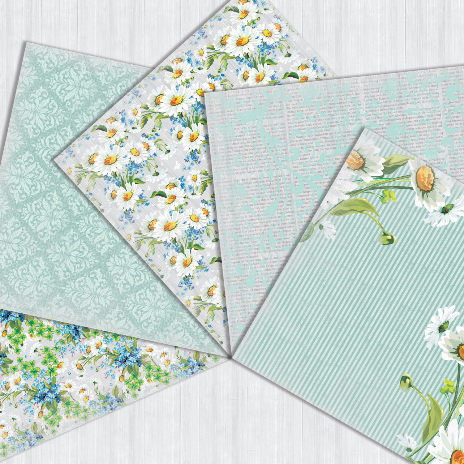 Forget Me Not Digital Paper Pack Instant Download Daisy Blue - Etsy