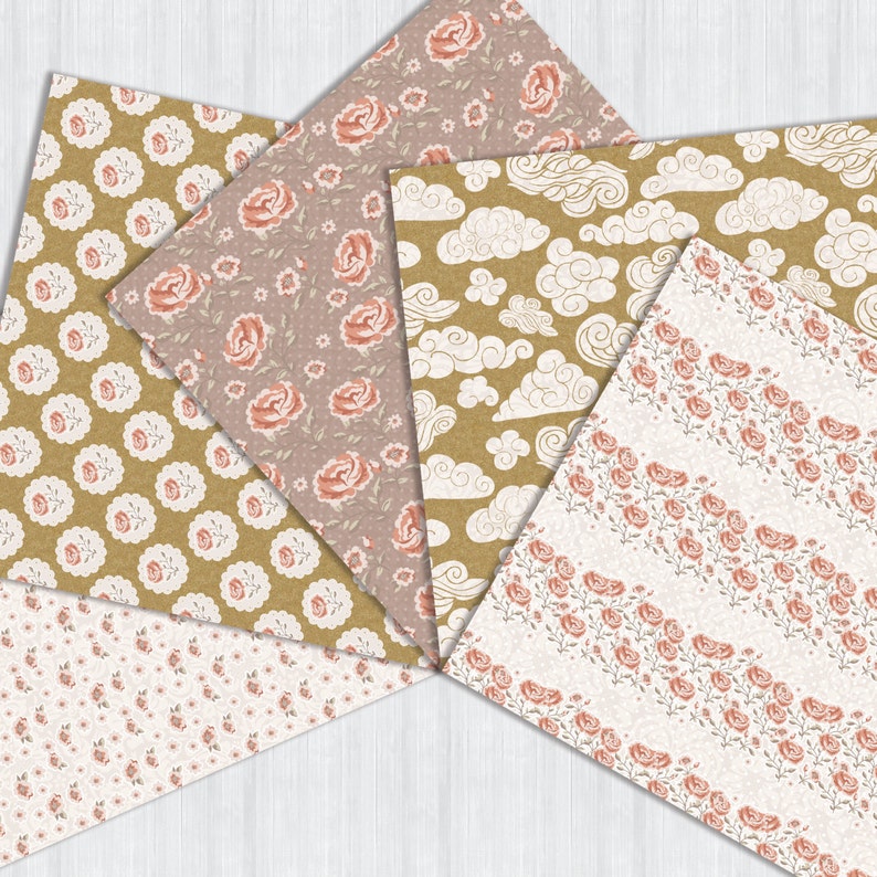 Ballet Pink Vintage Rose Digital Paper Pack Instant Download Powder ...