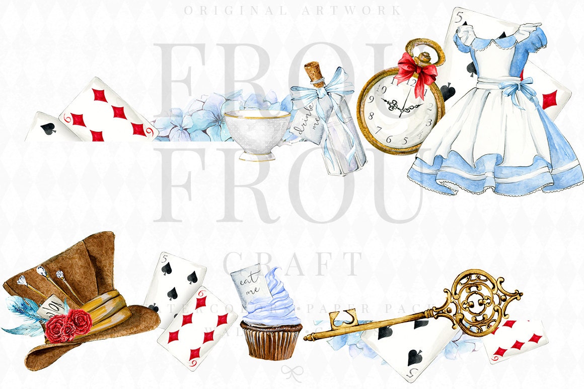 Alice In Wonderland Clipart Alice Clip Art Watercolor Alice Etsy