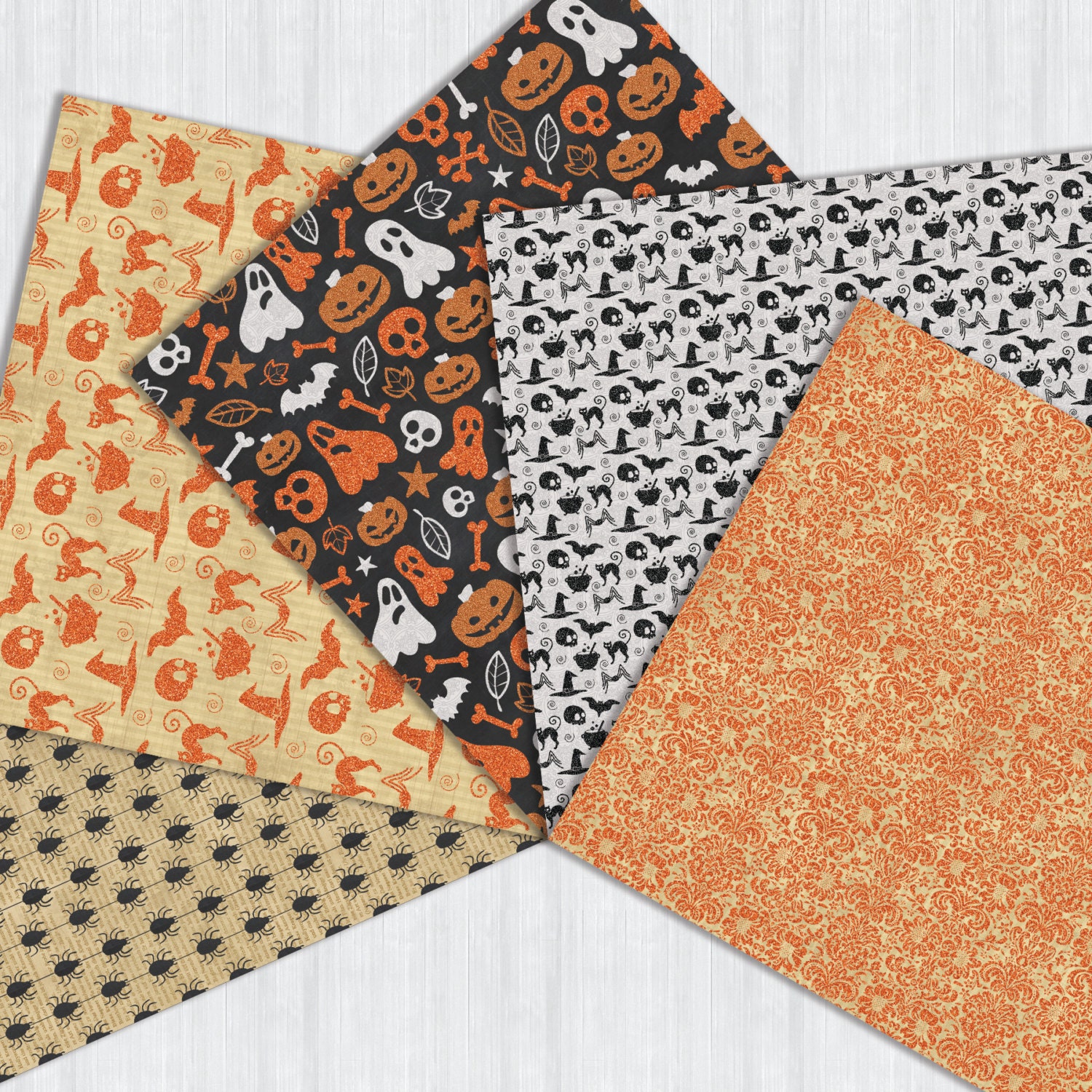 Halloween Digital Paper Pack Instant Download Seamless Pattern Black ...