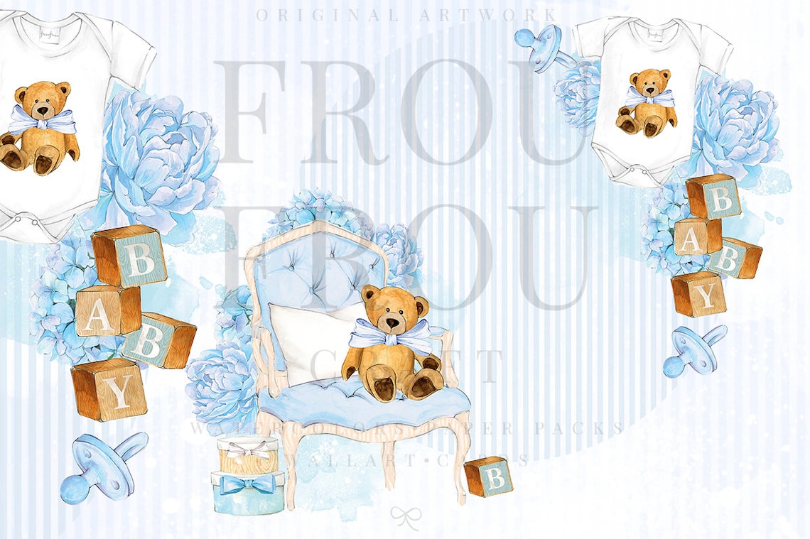 Baby Boy Clipart Baby Clip Art Baby Shower Invitation DIY Pack | Etsy