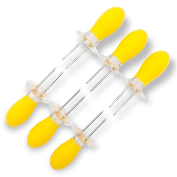 Handy Housewares 6 Piece Jumbo Nesting Corn Holders Corn Cob Skewers Handle Set