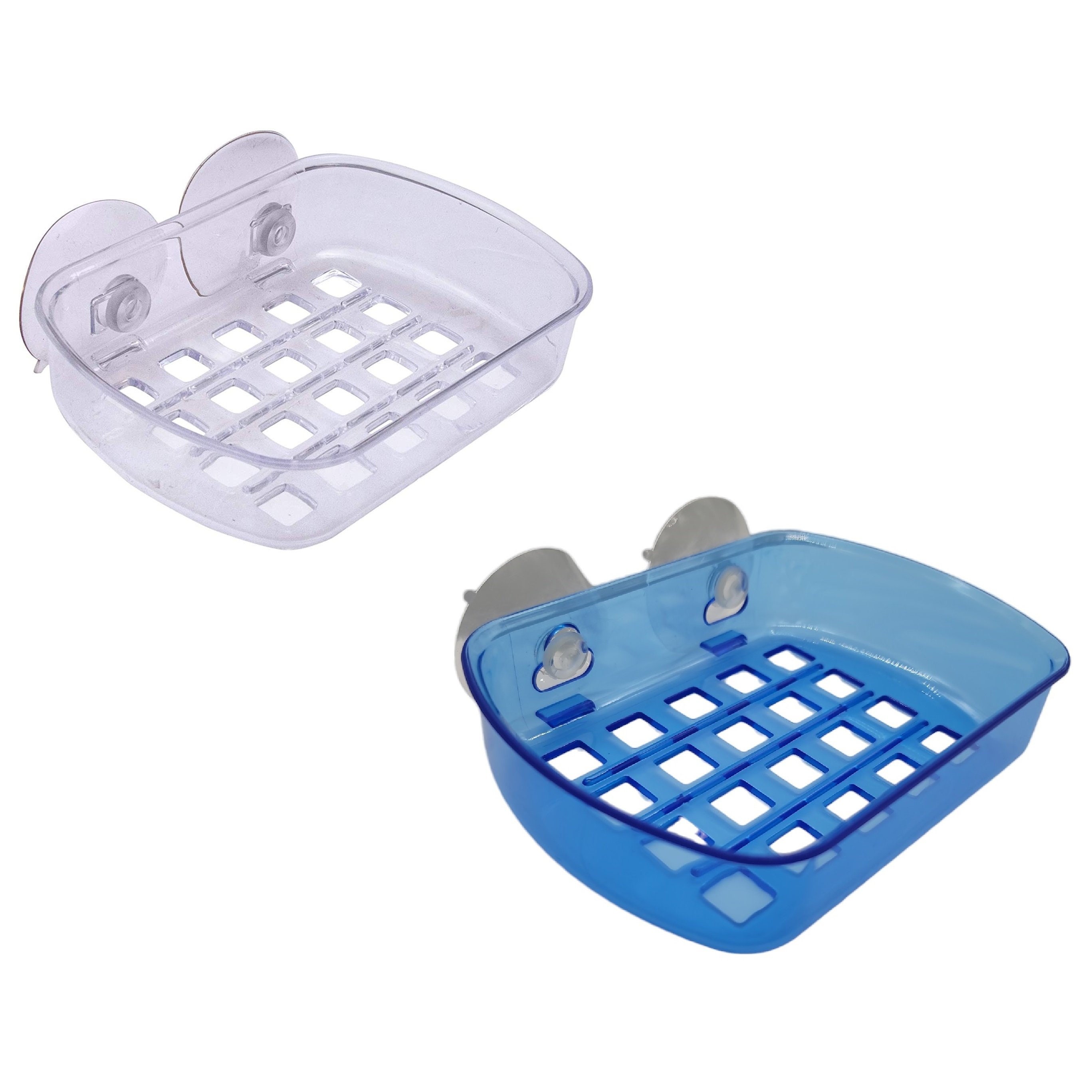 Medium Cubic Patterned Plastic Shower Caddy with Suction Cups, Clear