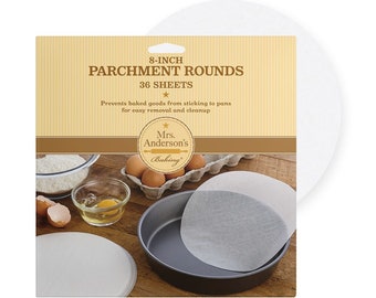 8" Rround Cake Bleached Parchment Paper, Prevents Sticking, Easy Removal & Cleanup - 36 Sheets