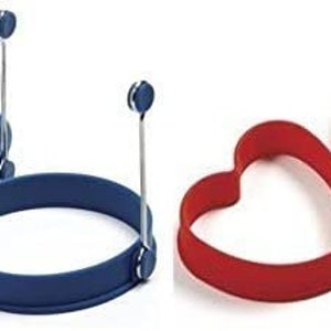 Norpro Nonstick Silicone Round & Heart Egg Rings Combo - Pancake Mold Ring