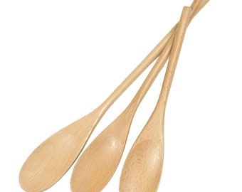 Chef Craft 3pc Beechwood Wooden Kitchen Mixing Spoon Set - 10", 12" & 14" Long